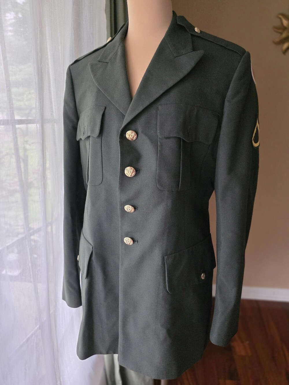 VTG US Army Class A Green Dress Uniform Jacket Blazer Rare Size43L Bremen Bowdon